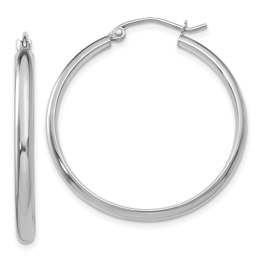10k White Gold 30.5 mm Polished Hoop Earring (2.1 grams)