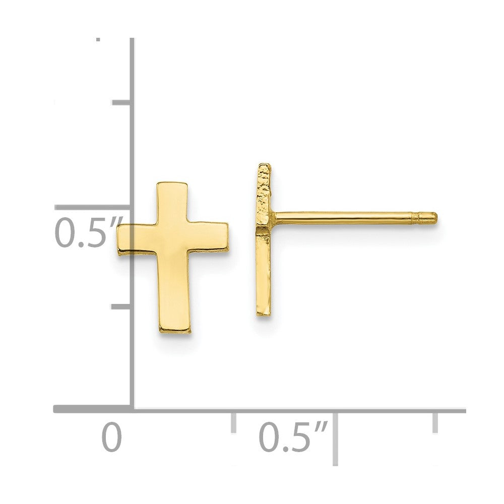 10k Yellow Gold 7 mm Polished Cross Earrings (0.94 grams)