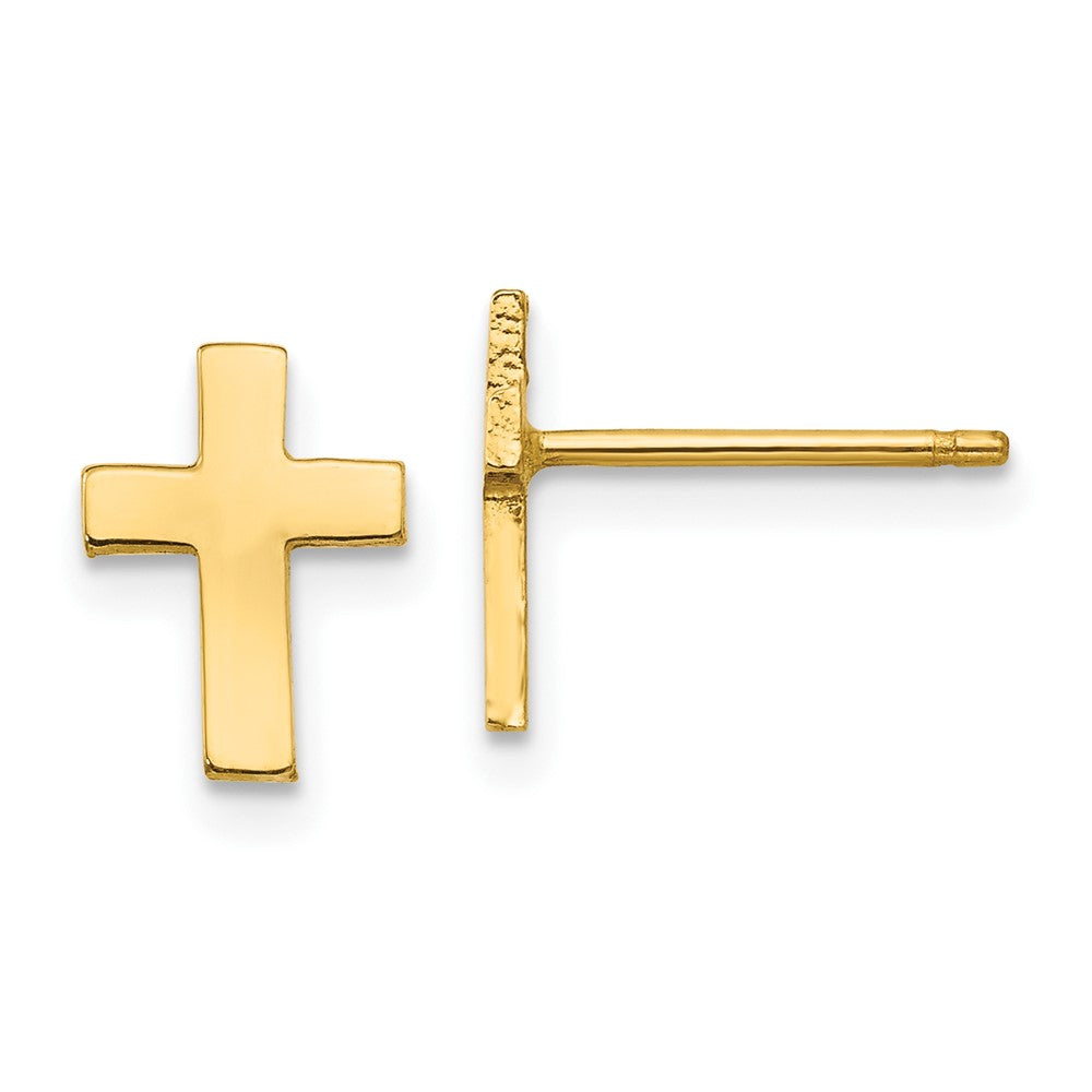 10k Yellow Gold 7 mm Polished Cross Earrings (0.94 grams)