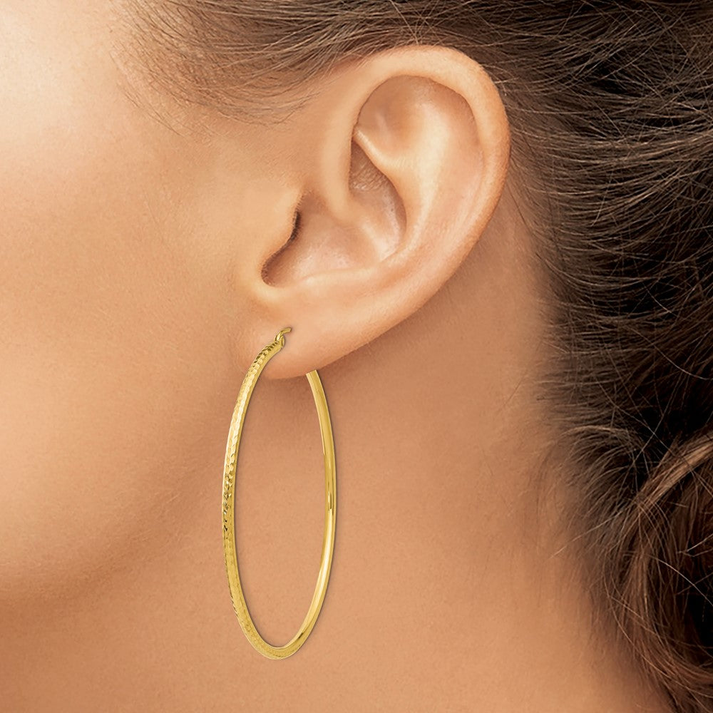 10k Yellow Gold 2 mm Round Tube Hoop Earrings (2.23 grams)