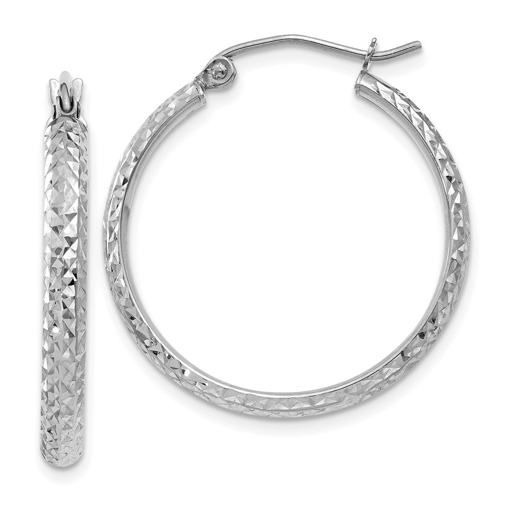 10k White Gold 2.8 mm Hollow Hoop Earrings (1.57 grams)