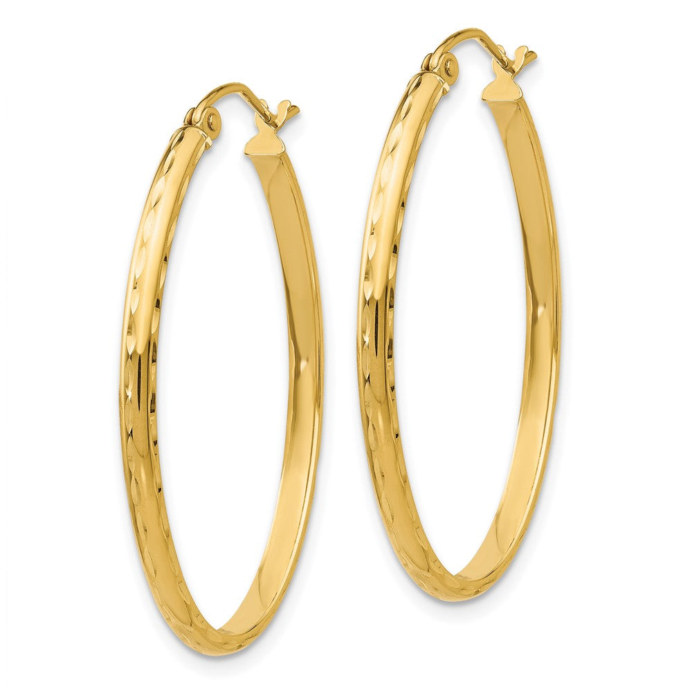 10k Yellow Gold 25.5 mm Lightweight Diamond-cut Oval Hoop Earrings (1.59 grams)