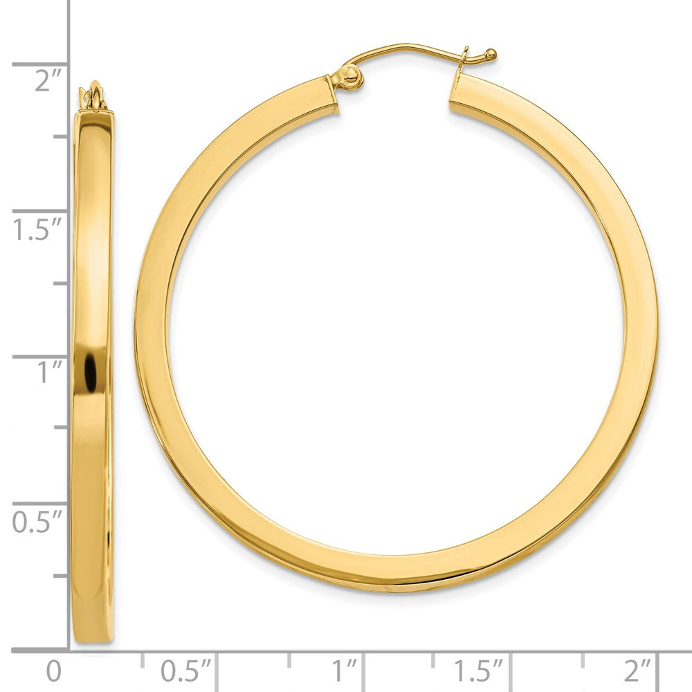 10k Yellow Gold 3 mm Polished Square Hoop Earrings (4.35 grams)