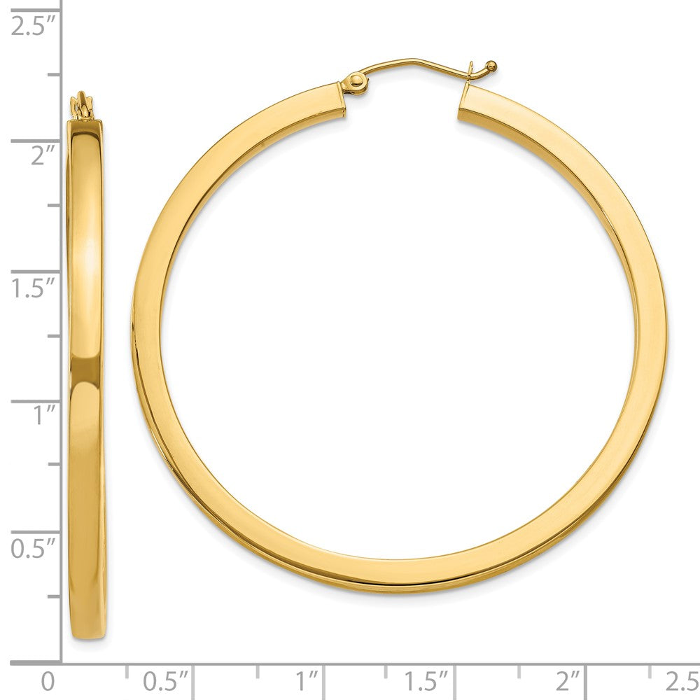 10k Yellow Gold 3 mm Polished Square Hoop Earrings (5.03 grams)