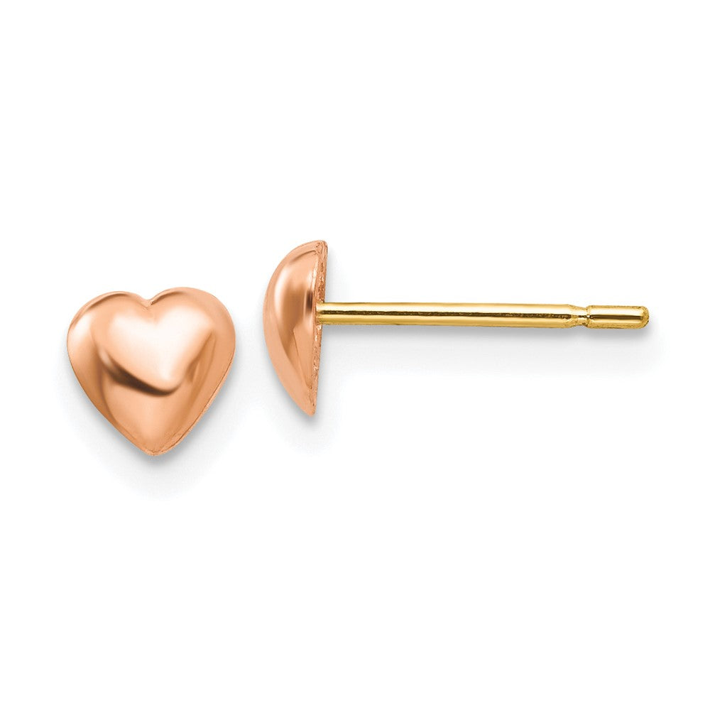 10k Rose Gold 4.88 mm Rose Gold Polished Heart Post Earrings (0.61 grams)