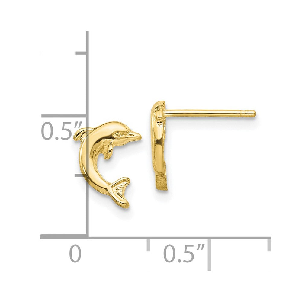 10k Yellow Gold 7 mm Dolphin Post Earrings (0.86 grams)