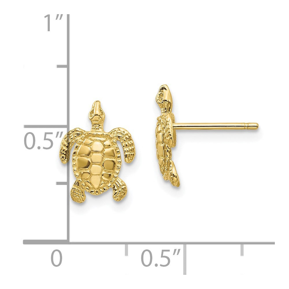 10k Yellow Gold 8.03 mm Turtle Post Earrings (1.28 grams)