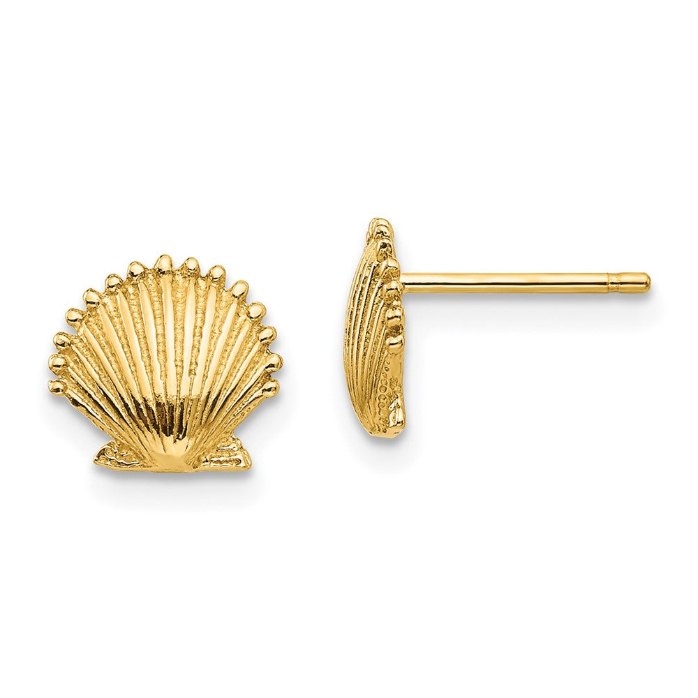 10k Yellow Gold 8.17 mm Scallop Shell Post Earrings (0.97 grams)
