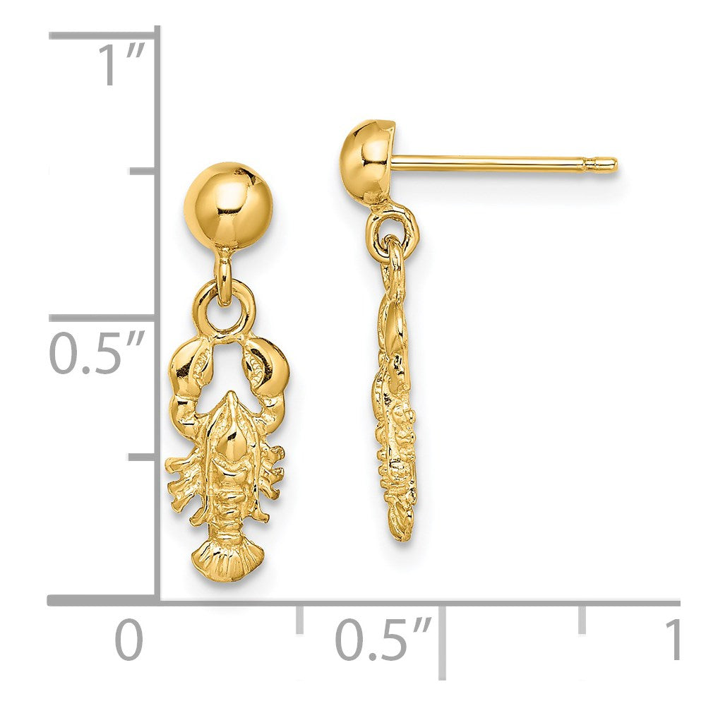 10k Yellow Gold 5.27 mm Lobster Post Dangle Earrings (1.41 grams)