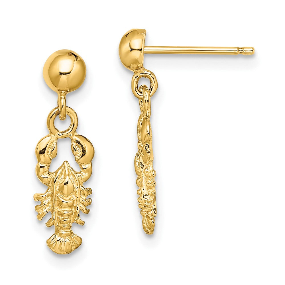 10k Yellow Gold 5.27 mm Lobster Post Dangle Earrings (1.41 grams)