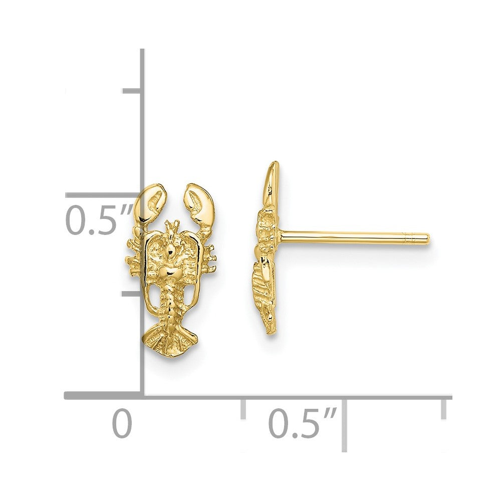 10k Yellow Gold 5.75 mm 2-D Lobster Post Earrings (0.79 grams)
