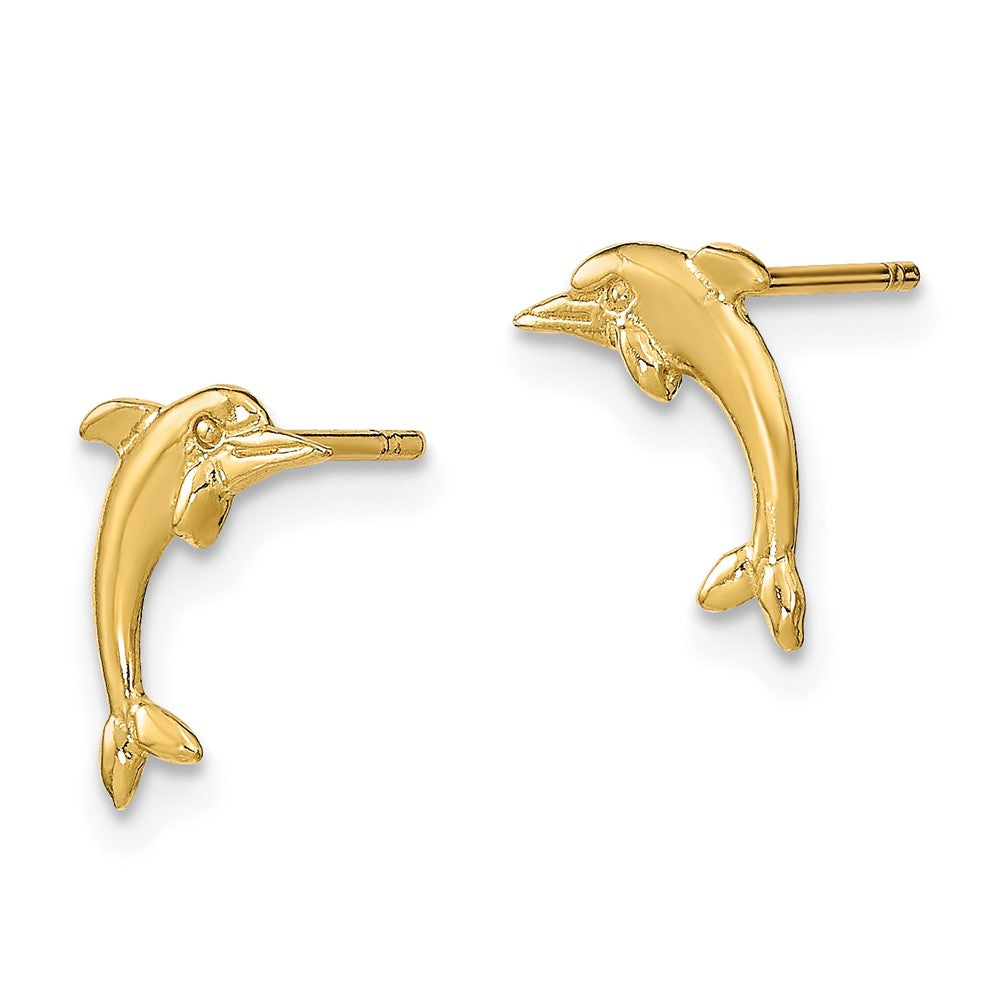 10k Yellow Gold 7.62 mm Dolphin Post Earrings (0.58 grams)