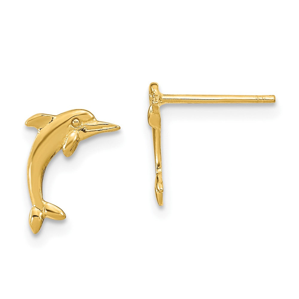 10k Yellow Gold 7.62 mm Dolphin Post Earrings (0.58 grams)
