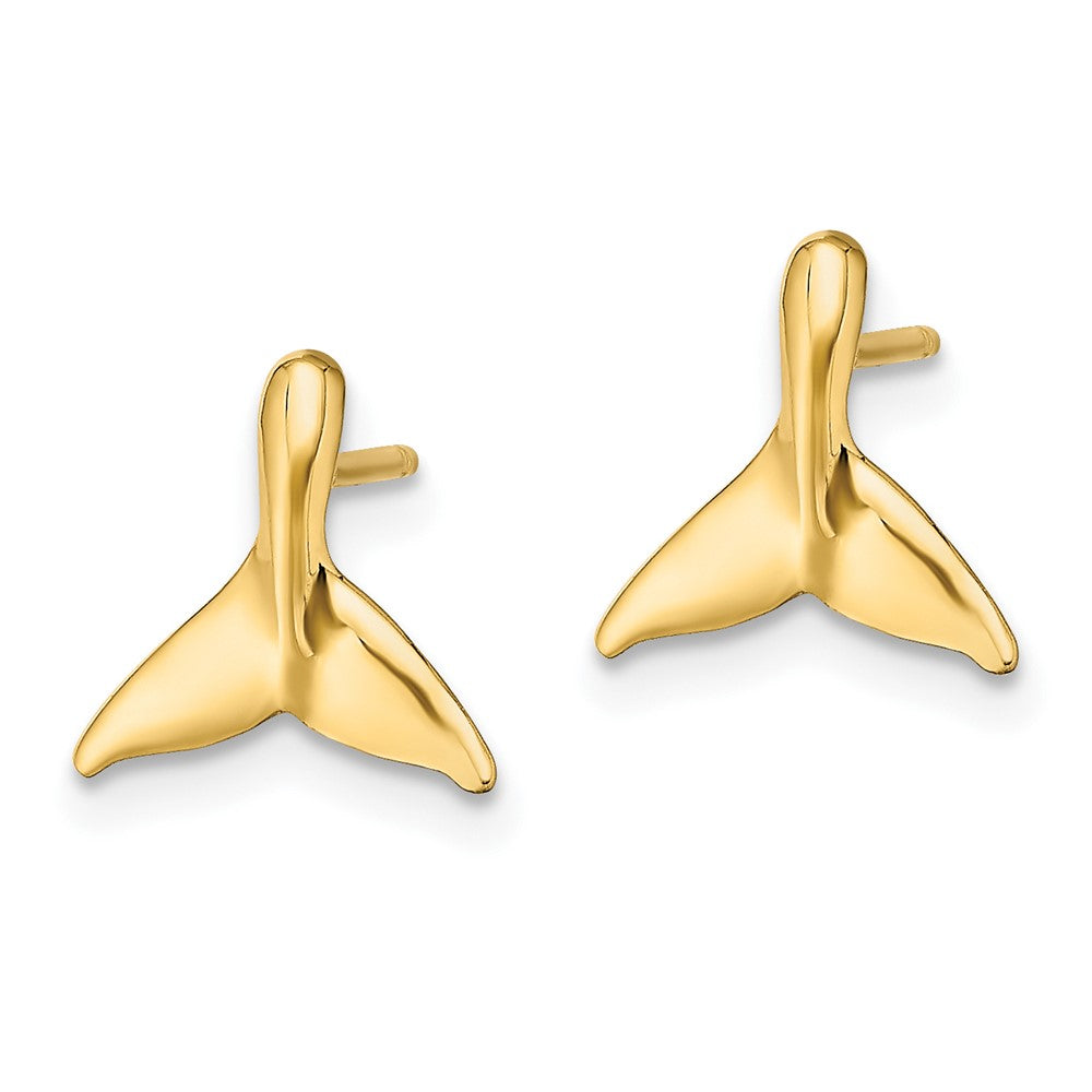 10k Yellow Gold 9.8 mm Mini Whale Tail Post Earrings (0.98 grams)
