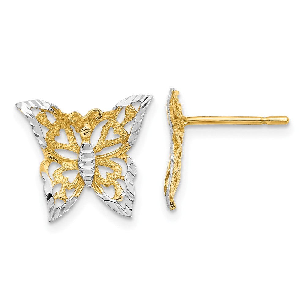 10k Yellow w/Rhodium 30.8 mm Butterfly Post Earrings (1.65 grams)