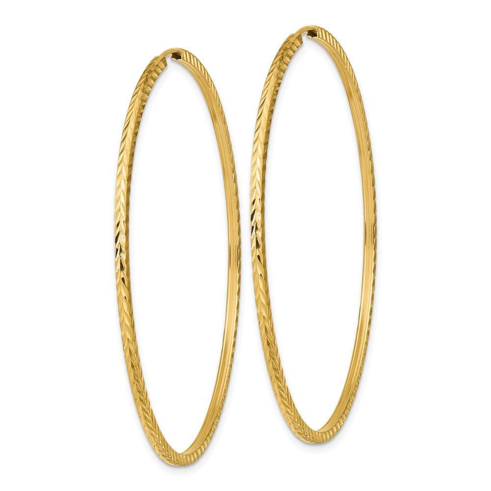 10k Yellow Gold 54.5 mm Diamond-cut Square Tube Endless Hoop Earrings (2.34 grams)