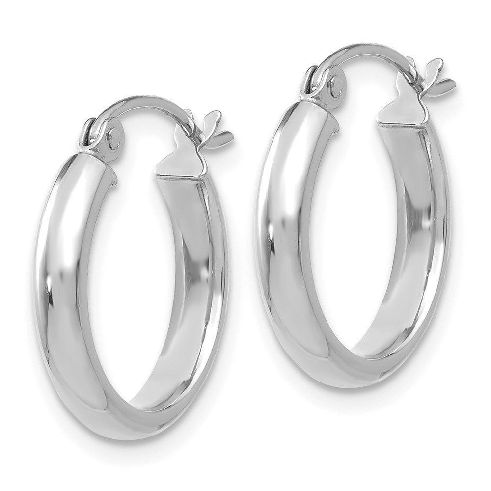 10k White Gold 2.75 mm Round Tube Hoop Earrings (0.93 grams)