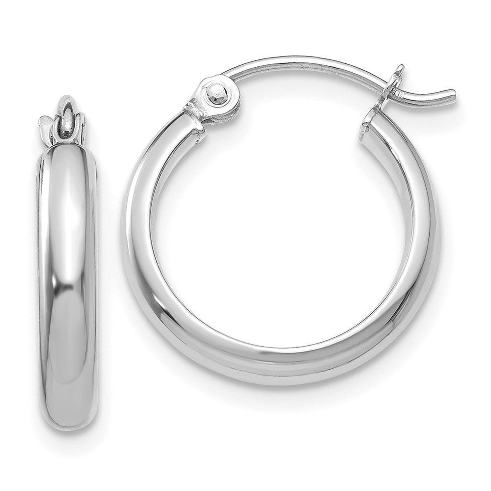 10k White Gold 2.75 mm Round Tube Hoop Earrings (0.93 grams)