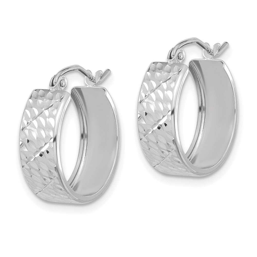 10k White Gold 17.15 mm Diamond-cut Hoop Earrings (1.68 grams)