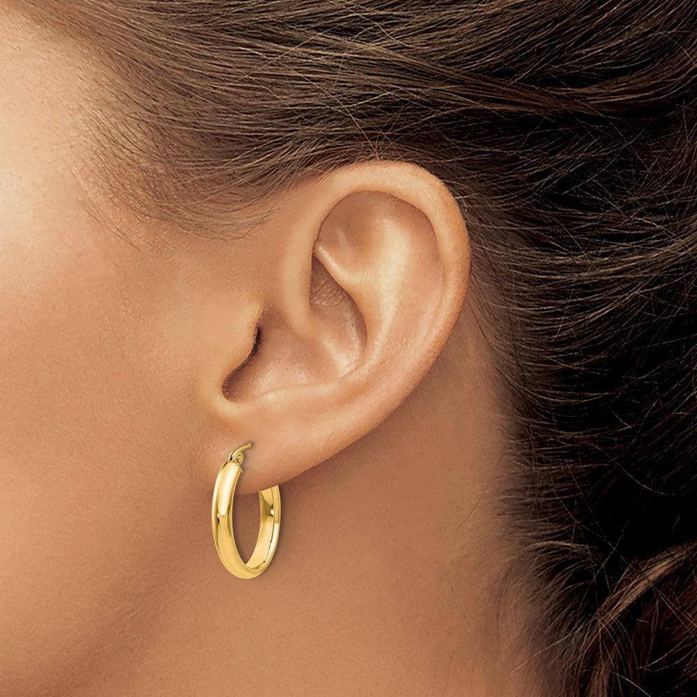 10k Yellow Gold 3.75 mm Oval Tube Hoop Earrings (1.2 grams)