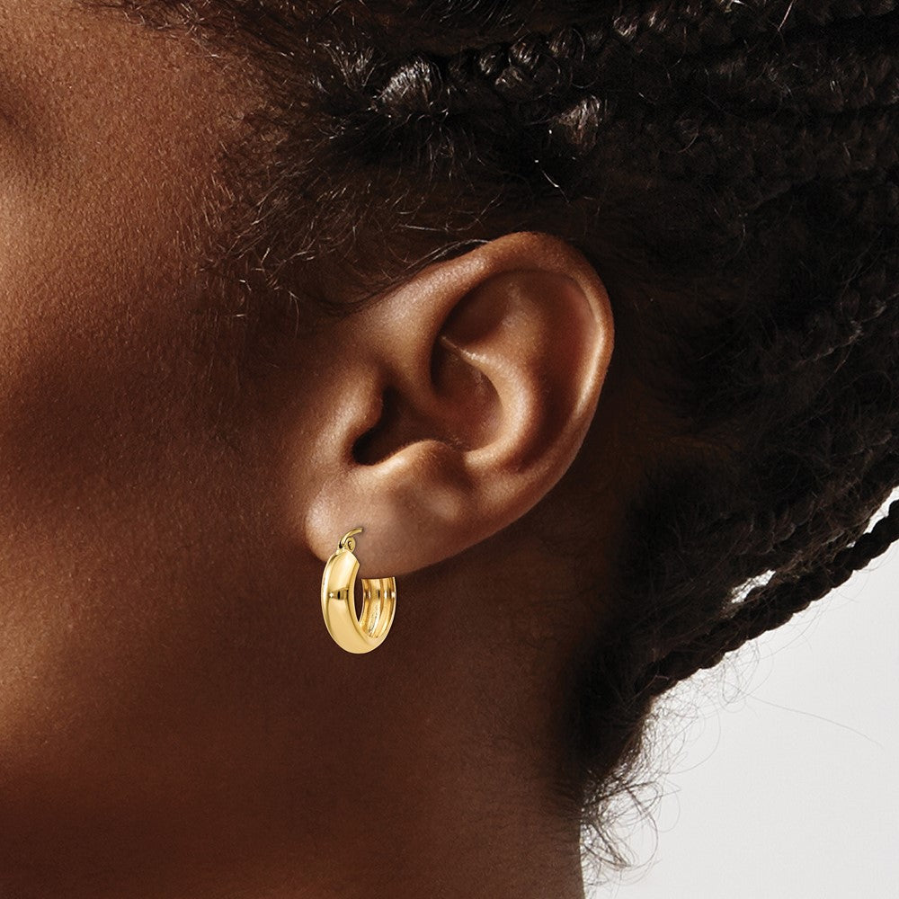 10k Yellow Gold 4.75 mm Round Hoop Earrings (1.26 grams)