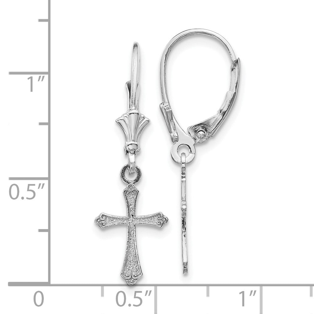 10k White Gold 8.95 mm Cross Leverback Earrings (0.86 grams)
