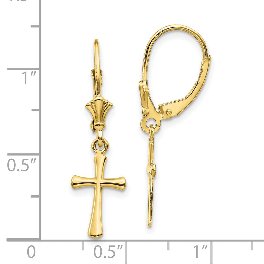 10k Yellow Gold 8.04 mm Cross Leverback Earrings (1.03 grams)