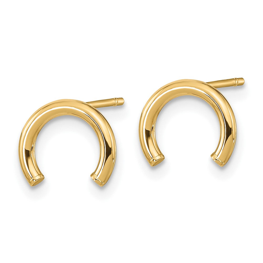 10k Yellow Gold 9.5 mm Polished U Shape Tube Post Earrings (0.58 grams)