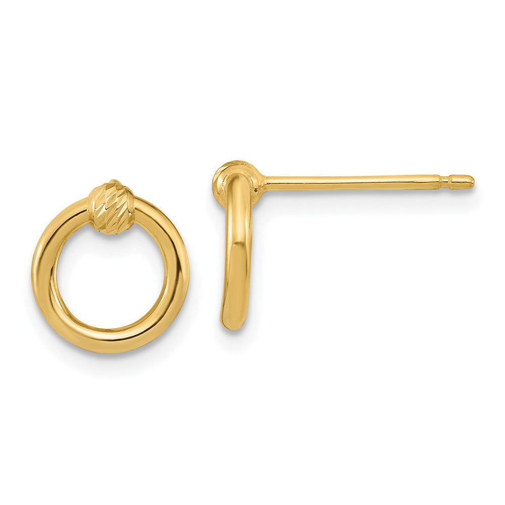 10k Yellow Gold 9.65 mm Polished D/C Circle Post Earrings (0.73 grams)