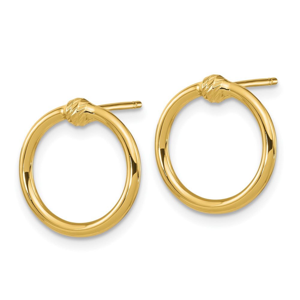 10k Yellow Gold 14.45 mm Polished & D/C Circle Post Earrings (0.76 grams)