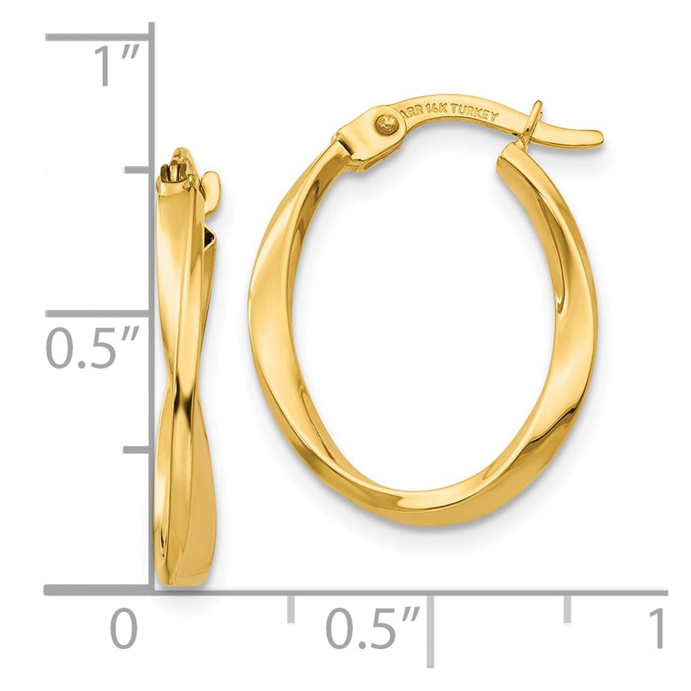 10k Yellow Gold 16 mm Gold Polished Twisted Oval Hoop Earrings (1.02 grams)