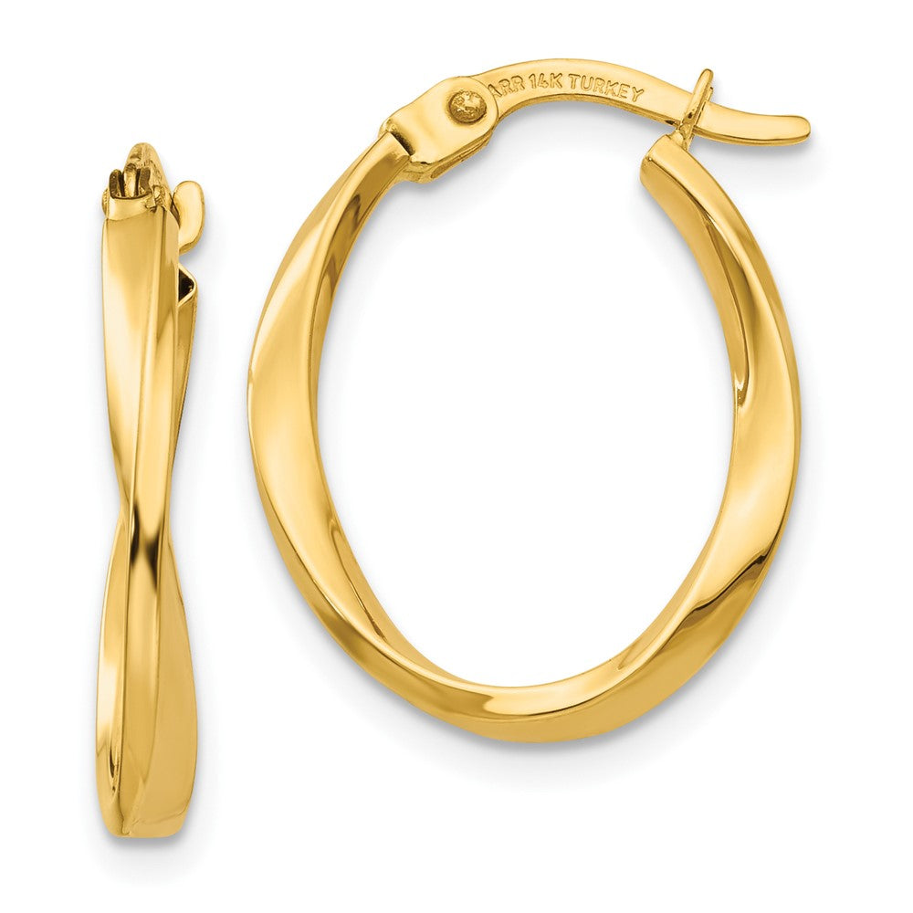 10k Yellow Gold 16 mm Gold Polished Twisted Oval Hoop Earrings (1.02 grams)