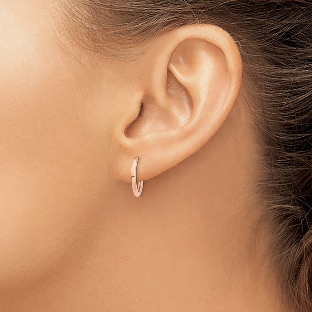 10k Rose Gold 1.5 mm Round Hinged Hoop Earrings (1.05 grams)