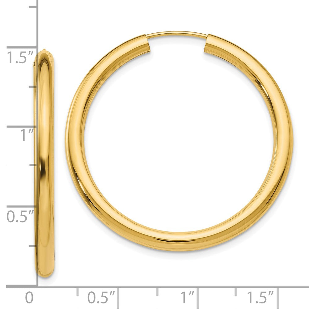 10k Yellow Gold 35 mm Polished Endless Tube Hoop Earrings (2.19 grams)