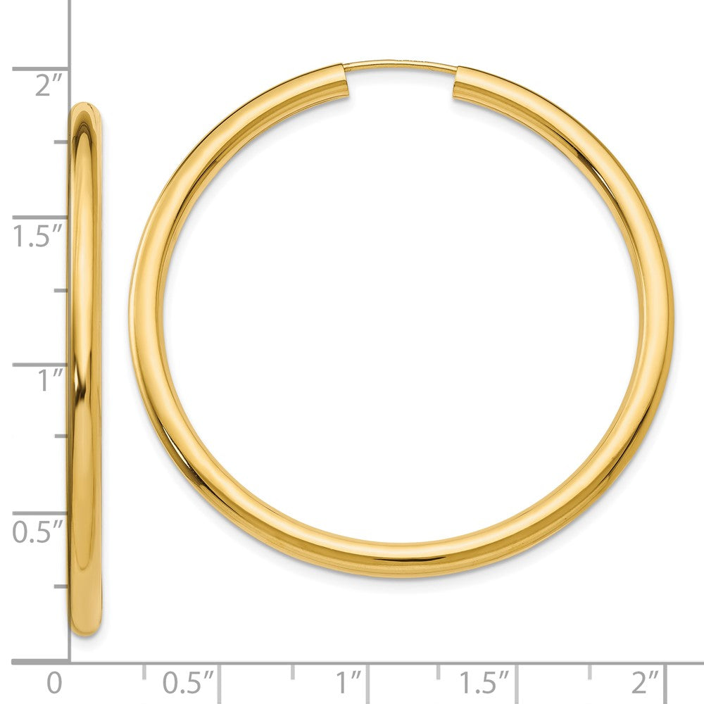 10k Yellow Gold 45 mm Polished Endless Tube Hoop Earrings (3.01 grams)