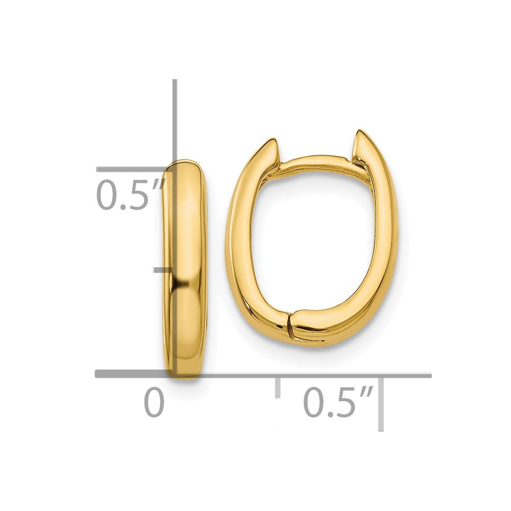 10k Yellow Gold 3 mm Oval Hinged Hoop Earrings (1.86 grams)