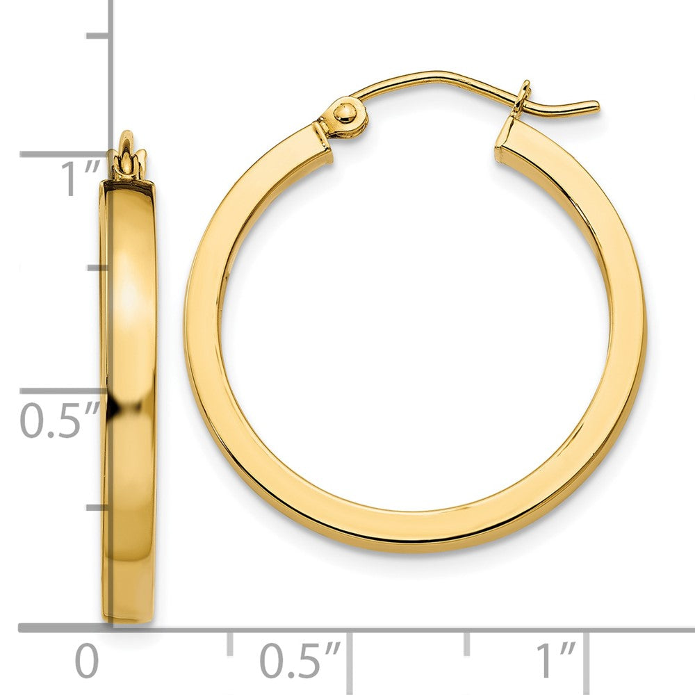 10k Yellow Gold 3 mm Square Tube Hoops (1.91 grams)