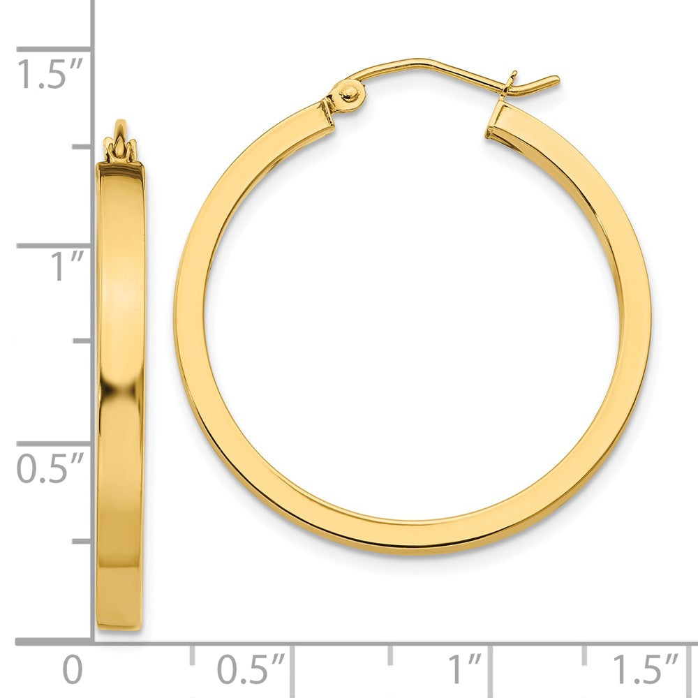 10k Yellow Gold 3 mm Square Tube Hoops (2.33 grams)