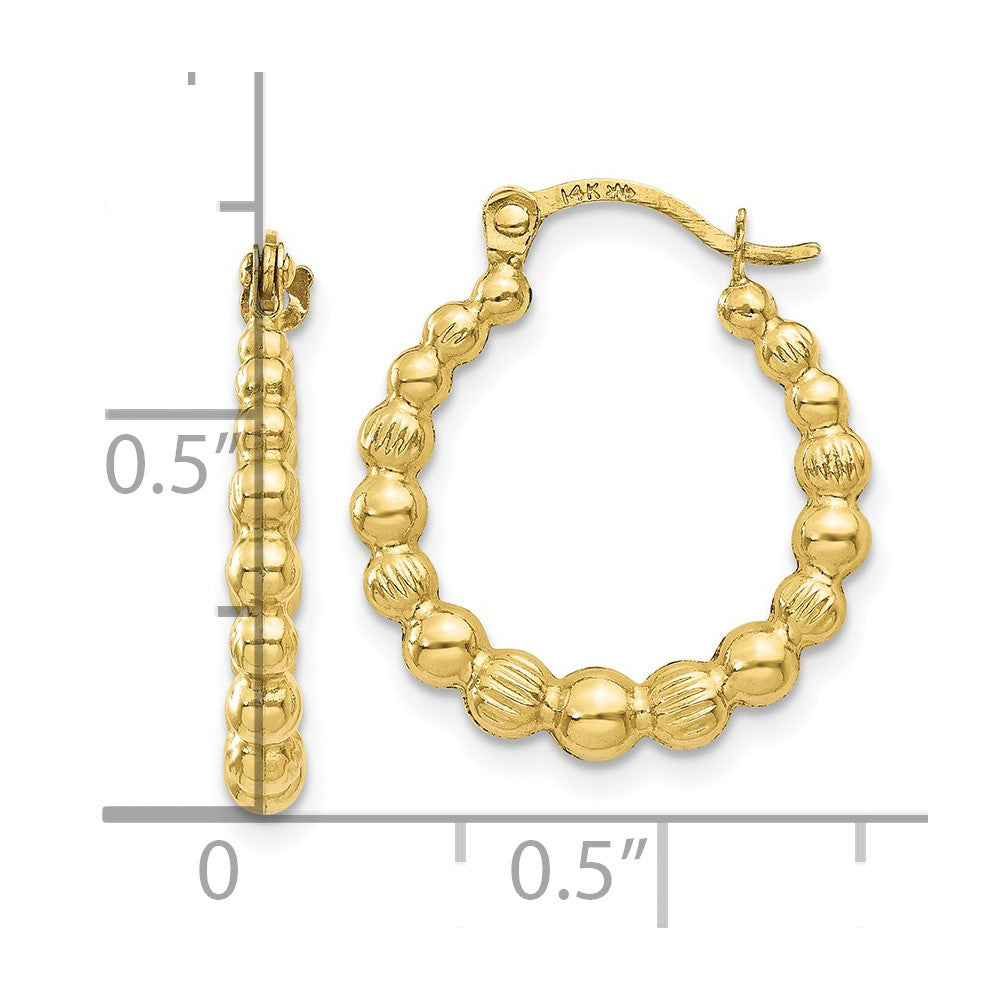 10k Yellow Gold 16 mm Beaded Hoop Earrings (0.51 grams)