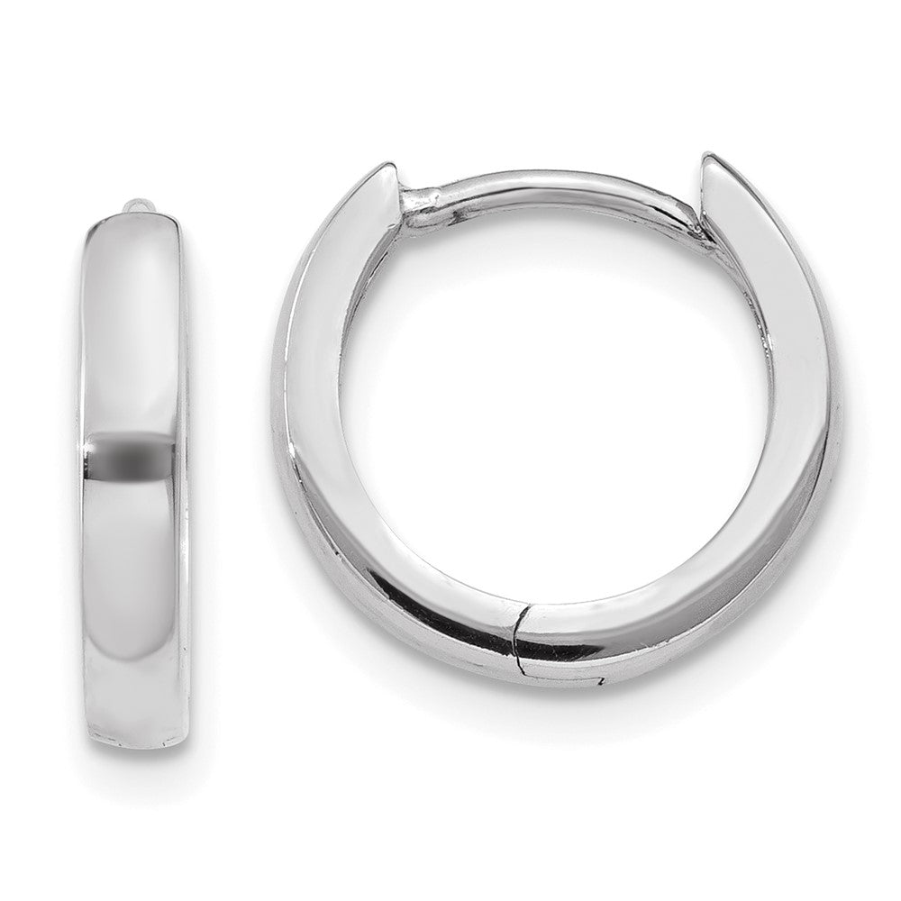10k White Gold 2 mm Hinged Hoop Earrings (1.01 grams)