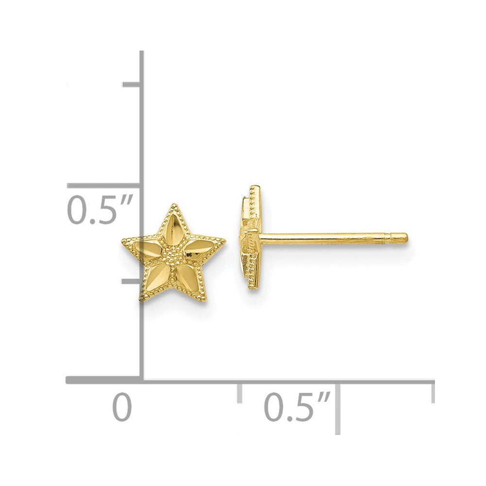 10k Yellow Gold 6 mm Polished & D/C Star Post Earrings (0.6 grams)