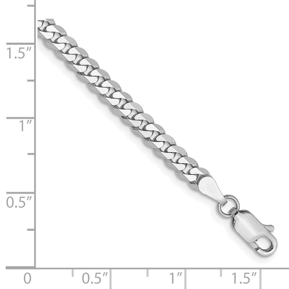 10k WG 3.9mm Flat Beveled Curb Chain Bracelet