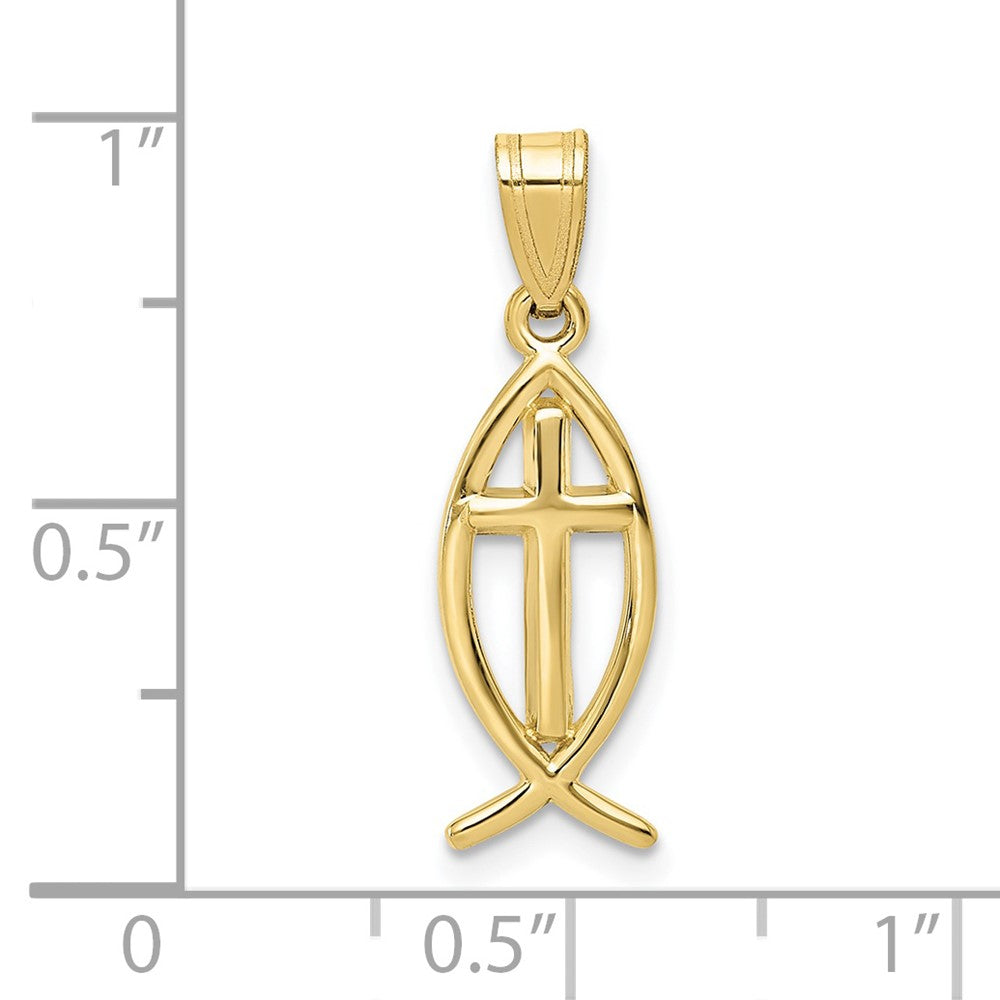 10k Yellow Gold 8 mm Ichthus Fish Pendant (0.86 grams)