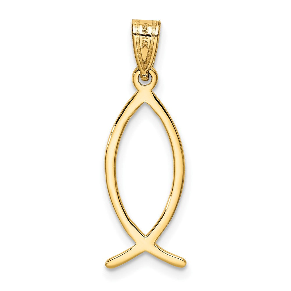 10k Yellow Gold 9 mm Ichthus Fish Charm (0.62 grams)