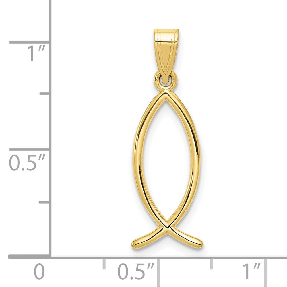 10k Yellow Gold 9 mm Ichthus Fish Charm (0.62 grams)