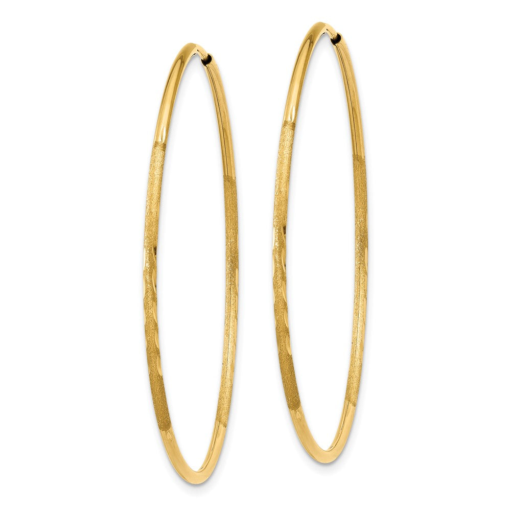 10k Yellow Gold 41 mm Diamond-cut Endless Hoop Earring (0.92 grams)