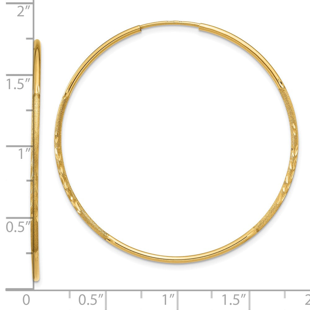 10k Yellow Gold 41 mm Diamond-cut Endless Hoop Earring (0.92 grams)