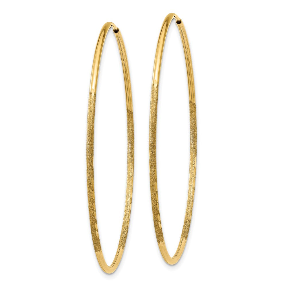 10k Yellow Gold 46 mm Diamond-cut Endless Hoop Earring (1 grams)