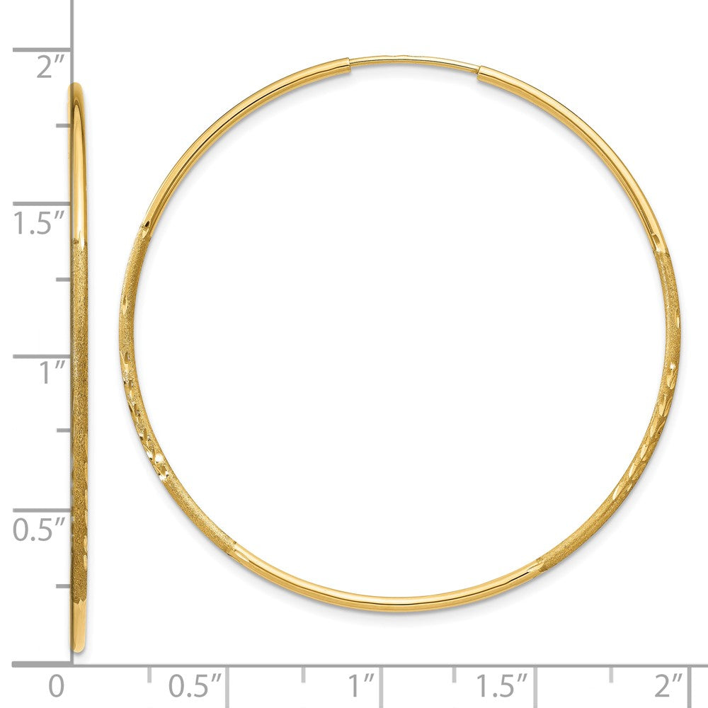 10k Yellow Gold 46 mm Diamond-cut Endless Hoop Earring (1 grams)