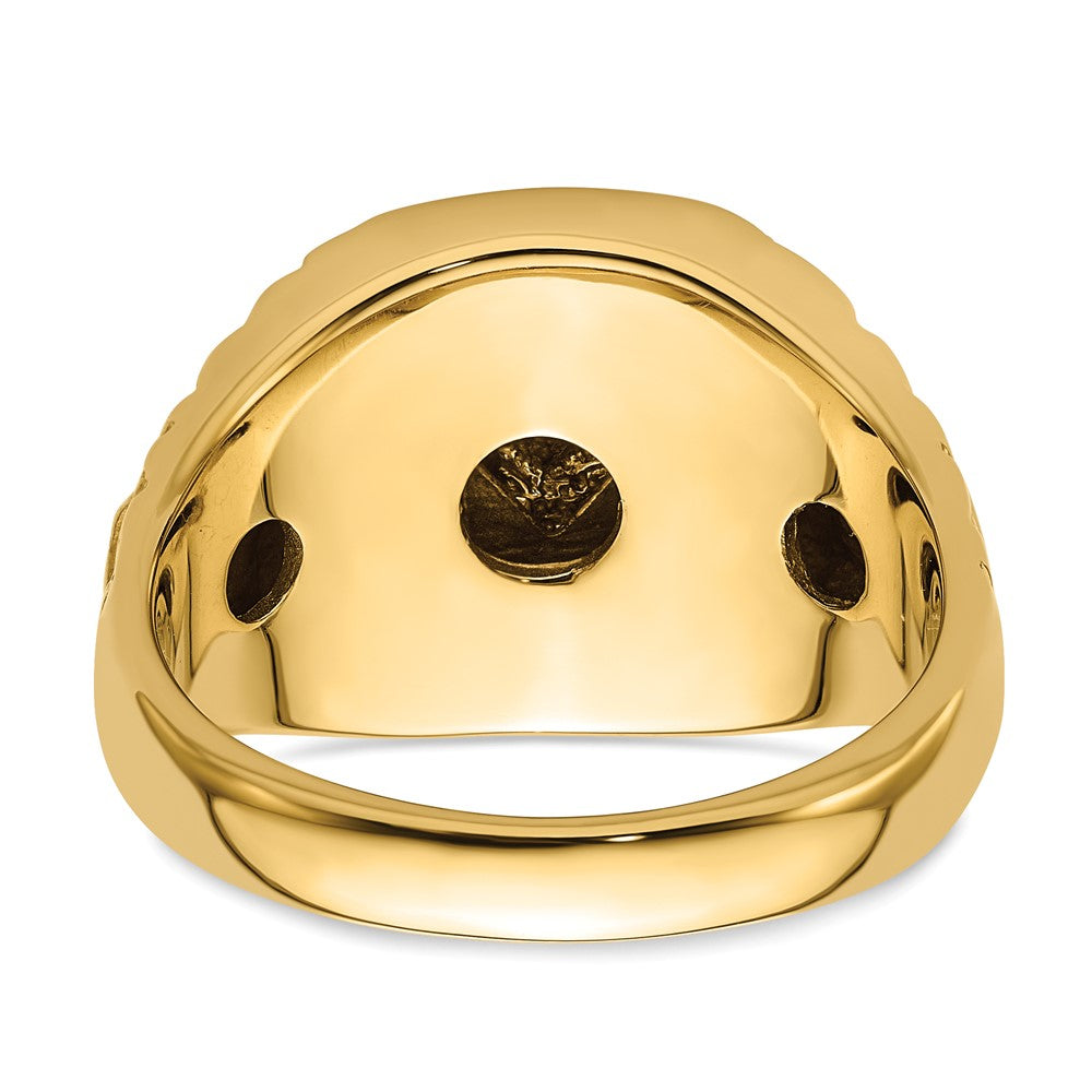 10k Polished and Nugget Texture Masonic Ring Mounting (11.05 grams)